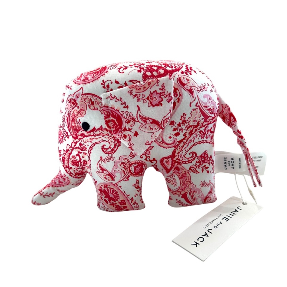 Janie and Jack Paisley Print Elephant Plush stuffed animal rattle gift NWT